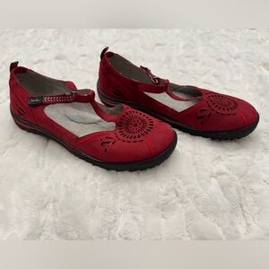 Jambu Red Women's Flats with Cutout Design